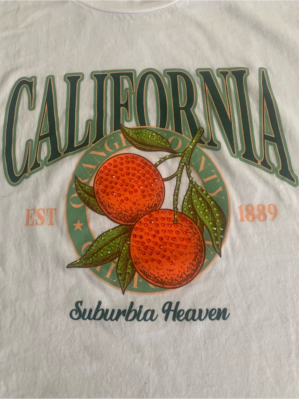 NEW CROPPED COTTON TEE VINTAGE LABEL GRAPHIC SMALL